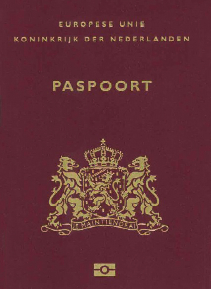 Vordere Abdeckung des niederländischen Passes Vordere Abdeckung des niederländischen Passes